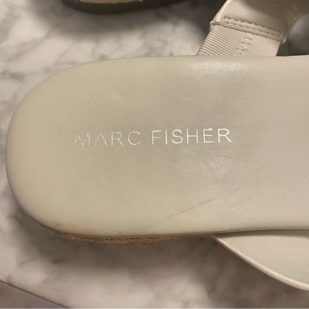 Marc Fisher Prisca White Vegan Leather Studded Slides - Picture 5 of 6